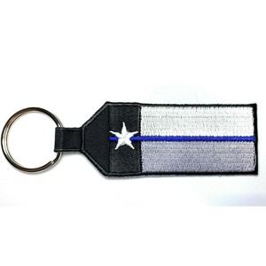 Thin Blue Line Texas Flag Key Chain Key Tag,
